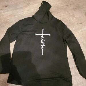 Shirt Womens Pullover Top Attached Face Mask HAUTE Edition FAITH Size XL New